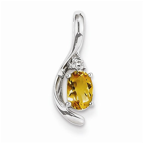 14k White Gold Genuine Citrine Diamond pendant, Adorable Pendants for Necklace