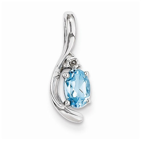 14k White Gold Genuine Blue Topaz Diamond pendant, Dazzling Pendants for Necklace