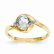 14k Yellow Gold Diamond & Aquamarine Ring