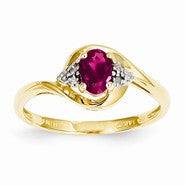 14k Yellow Gold Diamond & Genuine Ruby Ring