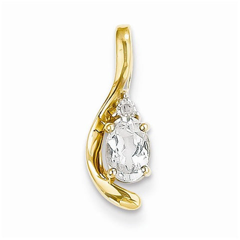 14k Gold Diamond & White Topaz pendant, Fine Pendants for Necklace