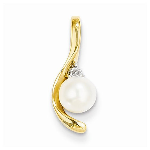 14k Gold Diamond & Pearl pendant, Pretty Pendants for Necklace