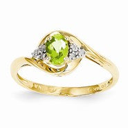 14k Yellow Gold Diamond & Peridot Ring