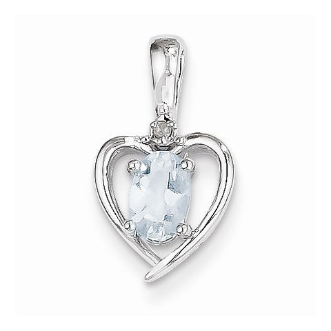 14k White Gold Genuine Aquamarine Diamond pendant, Dazzling Pendants for Necklace