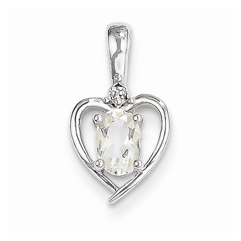14k White Gold Genuine White Topaz Diamond pendant, Beautiful Pendants for Necklace