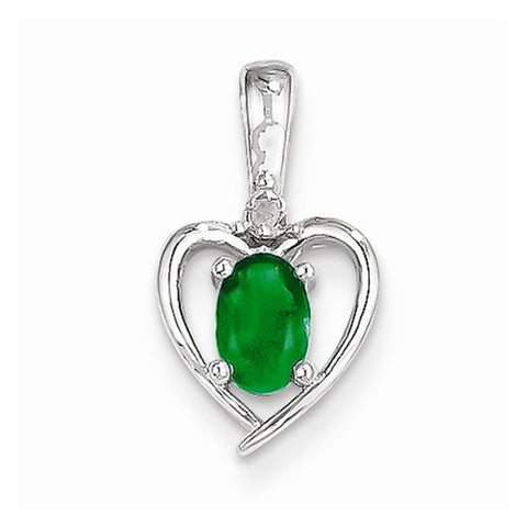 14k White Gold Genuine Emerald Diamond pendant, Delightful Pendants for Necklace
