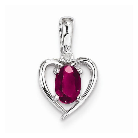 14k White Gold Genuine Ruby Diamond pendant, Fine Pendants for Necklace