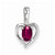 14k White Gold Genuine Ruby Diamond pendant, Fine Pendants for Necklace
