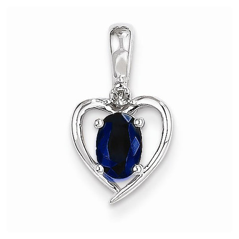 14k White Gold Genuine Sapphire Diamond pendant, Pretty Pendants for Necklace