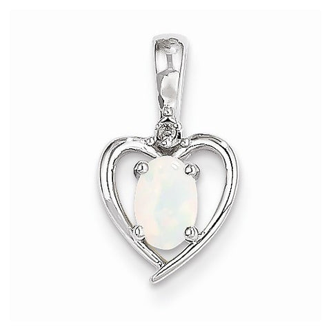 14k White Gold Genuine Opal Diamond pendant, Gorgeous Pendants for Necklace