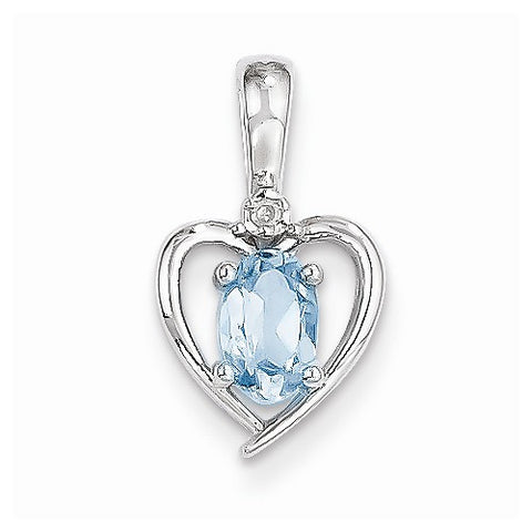 14k White Gold Genuine Blue Topaz Diamond pendant, Stylish Pendants for Necklace