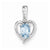 14k White Gold Genuine Blue Topaz Diamond pendant, Stylish Pendants for Necklace