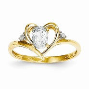 14k Yellow Gold Diamond & White Topaz Ring
