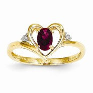 14k Yellow Gold Diamond & Genuine Ruby Ring