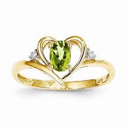 14k Yellow Gold Diamond & Peridot Ring