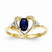 14k Yellow Gold Diamond & Genuine Sapphire Ring