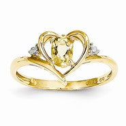 14k Yellow Gold Diamond & Citrine Ring