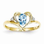 14k Yellow Gold Diamond & Blue Topaz Ring