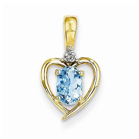 14k Gold Diamond & Blue Topaz pendant, Pretty Pendants for Necklace