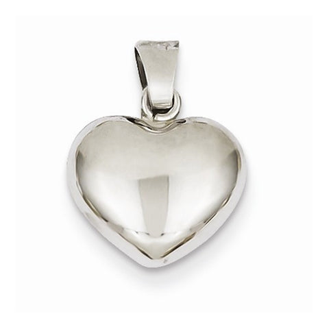 14k White Gold Puffed Heart Pendant, Pendants for Necklace