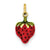 14k Gold Enameled Puffed Strawberry Charm hide-image