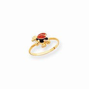 14k Yellow Gold Flying Ladybug Ring