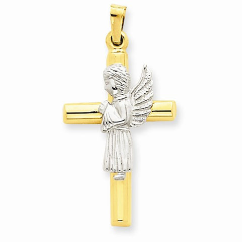 14k Gold Angel & Cross Pendant, Pendants for Necklace