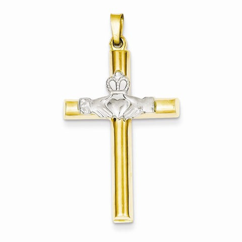 14k Gold Two-tone Claddagh Cross pendant, Alluring Pendants for Necklace