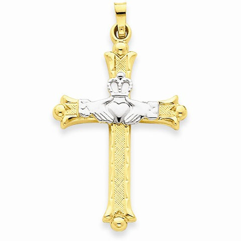 14k Gold Two-tone Claddagh Cross pendant, Appealing Pendants for Necklace