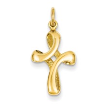 14k Gold Polished Cross Charm hide-image