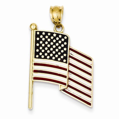 14k Gold Enameled Flag Pendant, Pendants for Necklace