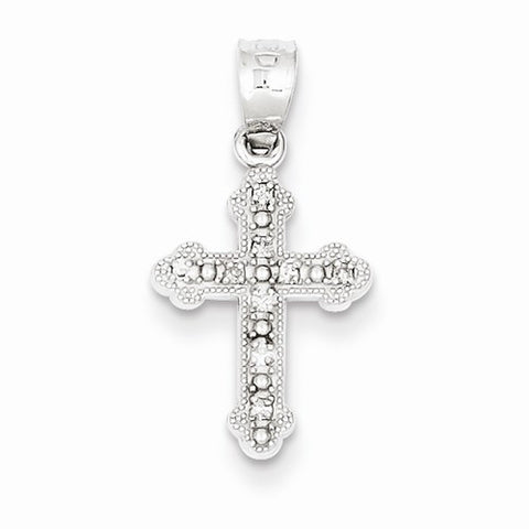 14k White Gold Diamond Cross Pendant, Exquisite Pendants for Necklace