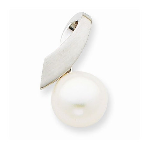14k White Gold Satin Pearl Pendant, Pendants for Necklace