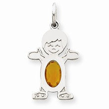 14k White Gold Boy 7x5 Oval Genuine Citrine-November Charm hide-image