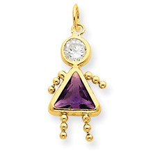 14k Gold February Girl Birthstone Charm hide-image