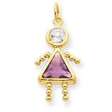 14k Gold June Girl Birthstone Charm hide-image