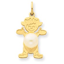 14k Gold Girl 4mm Cultured Pearl-June Charm hide-image
