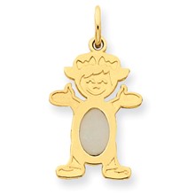 14k Gold Girl 6x4 Oval Genuine Opal-October Charm hide-image