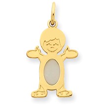 14k Gold Boy 6x4 Oval Genuine Opal-October Charm hide-image