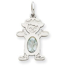 14k White Gold Girl 6x4 Oval Genuine Aquamarine-March Charm hide-image