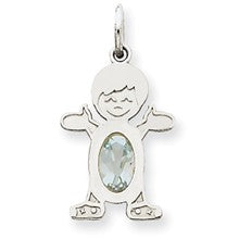 14k White Gold Boy 6x4 Oval Genuine Aquamarine-March Charm hide-image