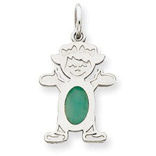 14k White Gold Girl 6x4 Oval Genuine Emerald-May Charm hide-image