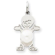 14k White Gold Boy 4mm Cultured Pearl-June Charm hide-image