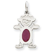 14k White Gold Girl 6x4 Oval Genuine Ruby-July Charm hide-image