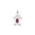 Boy 6x4 Oval Genuine Ruby-July Charm in 14k White Gold