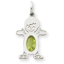14k White Gold Boy 6x4 Oval Genuine Peridot-August Charm hide-image