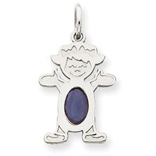 14k White Gold Girl 6x4 Oval Genuine Sapphire-September Charm hide-image