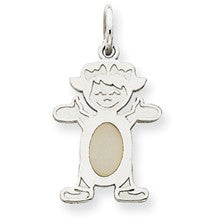 14k White Gold Girl 6x4 Oval Genuine Opal-October Charm hide-image