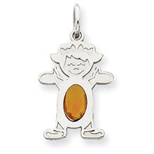 14k White Gold Girl 6x4 Oval Genuine Citrine-November Charm hide-image