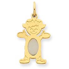 14k Gold Girl 7x5 Oval Genuine Opal-October Charm hide-image